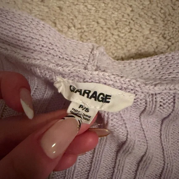 Garage Cropped Ribbed Button-Front Lavender Cardigan - Picture 2 of 2